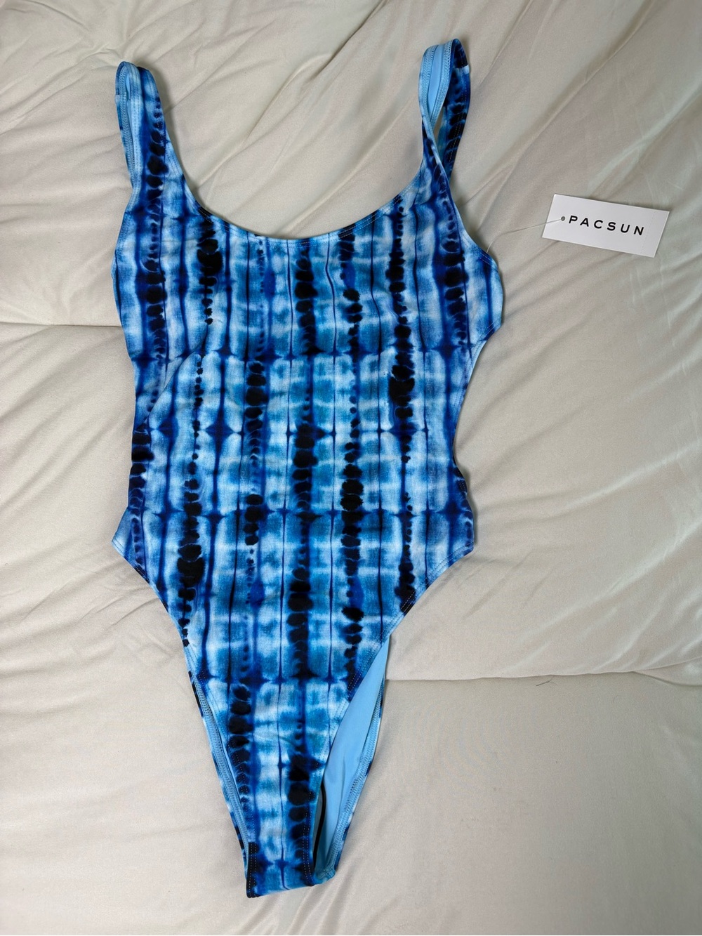 Women’s pac sun blue tie-dye one piece swimsuit size medium NWT